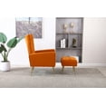 thumbnail image 4 of Velvet Accent Chair with Ottoman, Wingback Chair with Footstool, Upholstered Button Tufted Sofa Chair with Metal Legs, Leisure Reading Armchair for Living Room Bedroom Office (Orange), 4 of 9