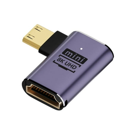 JSER Right Angled Mini HDMI Male to HDMI 2.1 Female UHD Extension Gold Converter Adapter Support 8K 60hz HDTV