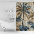 thumbnail image 4 of 60x72 Inch Shower Curtains for Bathroom Navy Blue Brown Fabric Bath Curtain Decor Tropical Botanical Palm Leaves Retro Waterproof Restroom Curtains Shower Set Accessories with 12 Hooks 60 Inch, 4 of 6