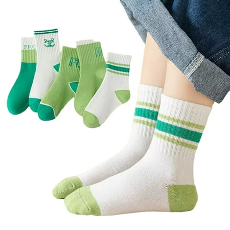 

Esaierr 1-12 Years 5 Pairs Boys Girls Dinosaur Socks Set for Toddler Kids Fall Thick Cartoon Students Mid-Calf Socks Baby Cotton Socks