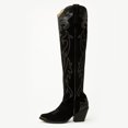 thumbnail image 2 of FSJ Women Western Cowboy Knee High Boots with Embroidery Pointed Toe Cowgirl Side Zip Chunky Stacked Heel Versatile Shoes Size 8 Black, 2 of 6