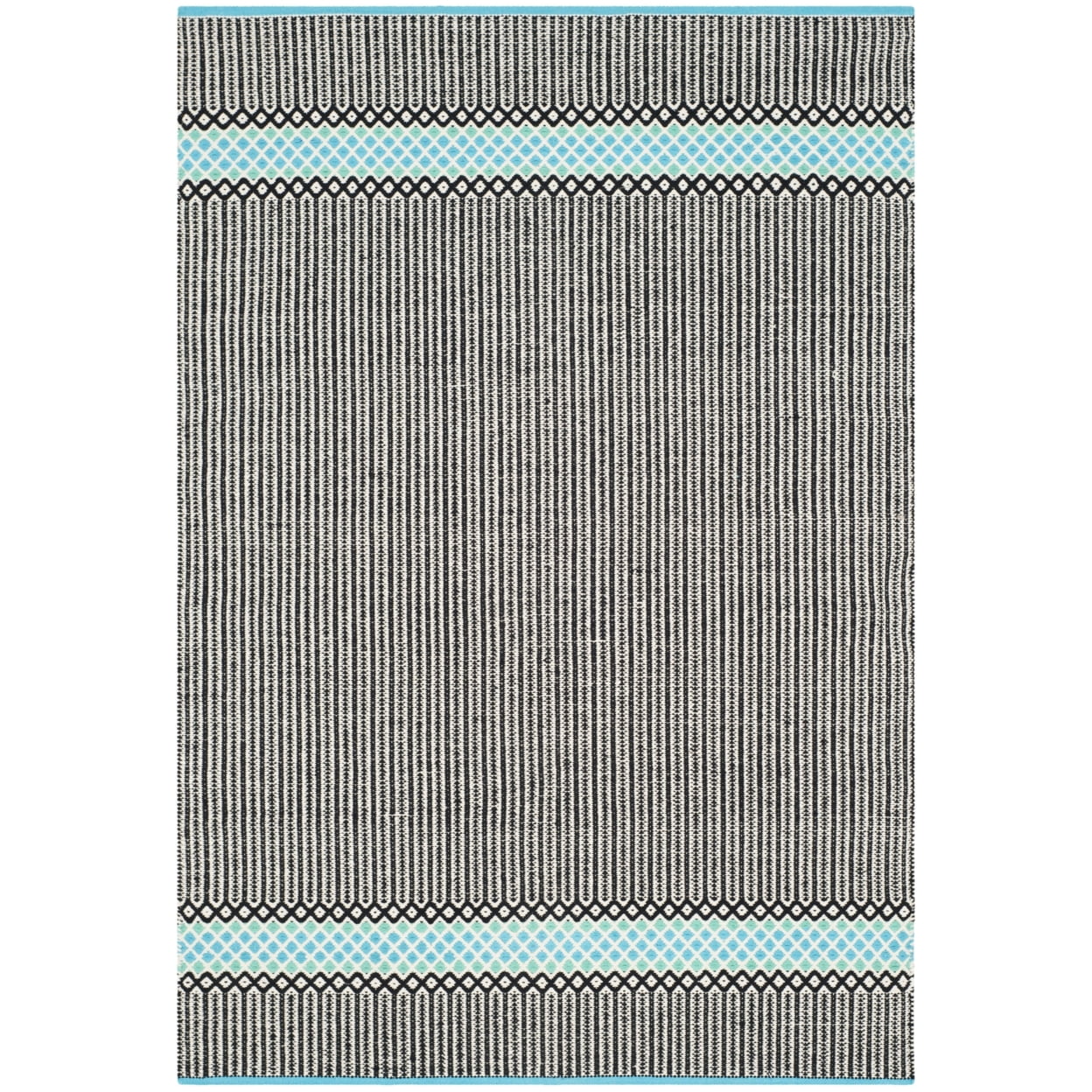 SAFAVIEH Montauk Varina Geometric Striped Cotton Area Rug, Turquoise/Multi, 8' x 10'