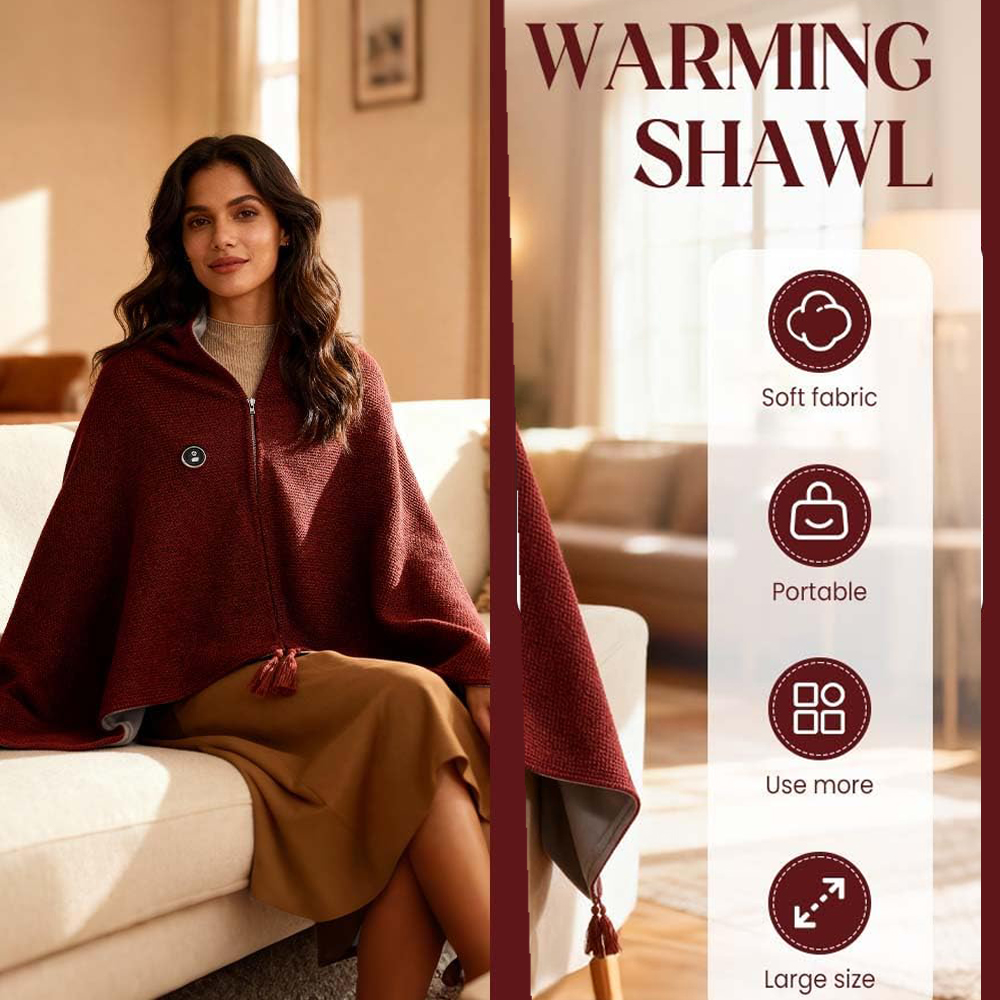 2026 New Portable Heated Blanket Shawl Wrap for Women, Portable Soft Zipper Electric Heated Blanket Shawl with 3 Heating Levels , Machine Washable Heated Wrap for Neck & Shoulder