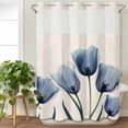 thumbnail image 3 of Blue Tulip No Hook Shower Curtain Waterproof, Bathroom Curtains with Snap in Liners and See Through Top Window, Rustic Spring Floral Summer Botanical Hotel Style Bathtub Curtains Shower 60"Wx72"L, 3 of 8