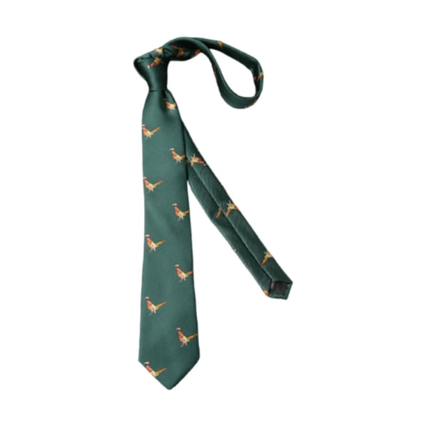 Corbata para hombre bordada, suave, accesorios de ropa, elegante corbata con estampado animal Gallina verde