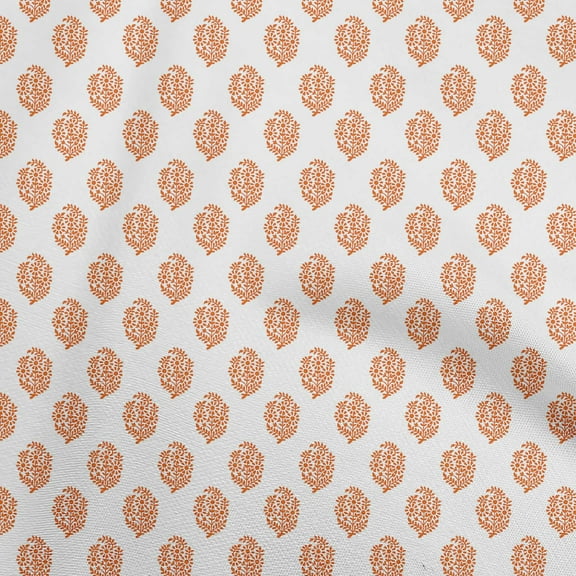 oneOone Georgette Viscose Orange Fabric Block Dress Material Fabric Print Fabric By The Yard 42 Inch Wide-CG