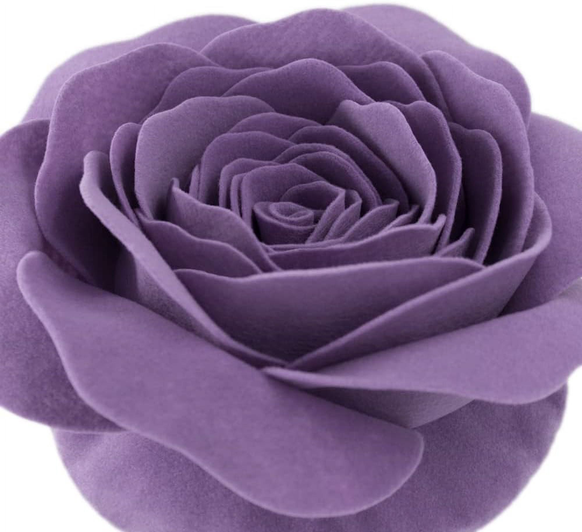 JWH 3D Round Decorative Handmade Valentine Flower Throw Pillow Covers with insert for Couch Bed Living Room Chair Bedroom 14 Inch Lilac