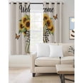 thumbnail image 2 of Yellow Sunflower Blackout Curtains for Bedroom Living Room Darkening Curtains 54 Inch Long Butterfly Beige Vintage Country Short Curtain for Small Window Treatment Insulated Grommet Drapes 42"x54"x2, 2 of 9