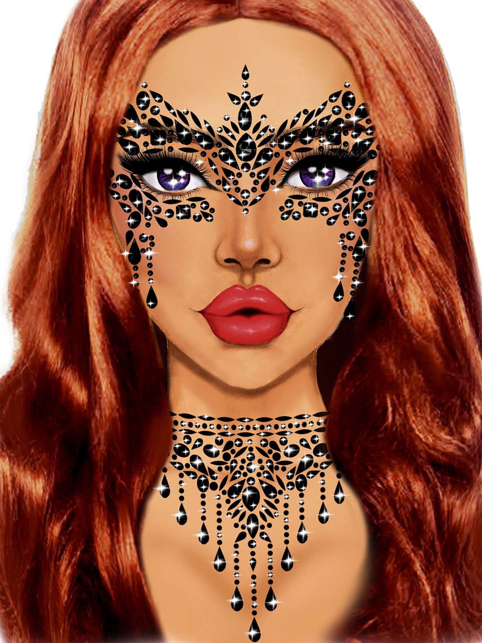 Leg Avenue Womens Costume Masquerade Mask Face Rhinestone Stick-On Jewels