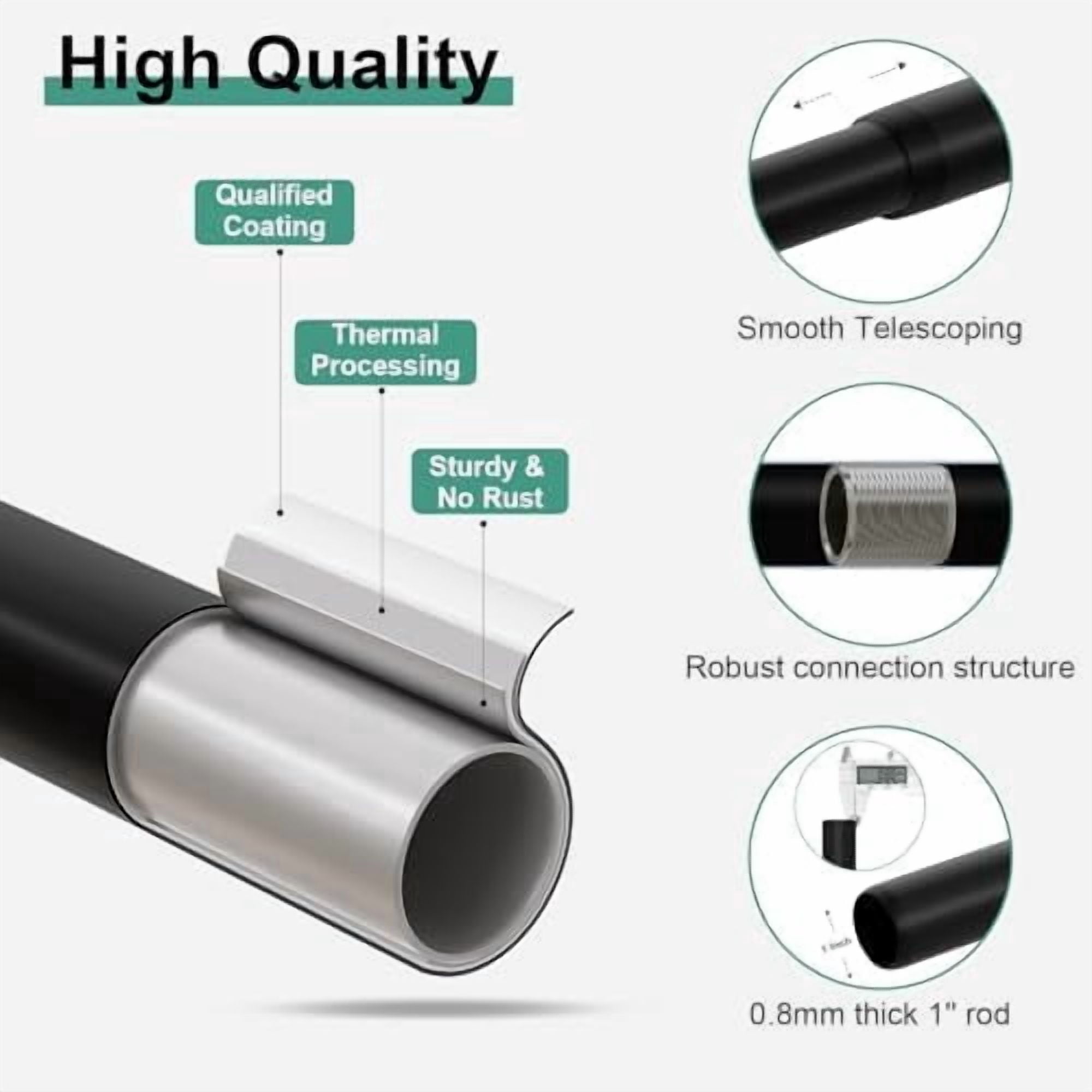2 Pack Black Curtain Rods for Windows 28 to 48 Inch,1'' Diameter Drapery Rods with Leaf Pattern Finials,Decorative Adjustable Heavy Duty Curtain Rods Set,18-60''