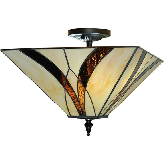 Miumaeov Tiffany Style Chandelier Light Fixture Vintage Pendant Ceiling Stained Glass Art