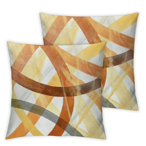 Throw Pillow Cases Pack of 2 Cozy Arc-Shaped Abstract Geometric Lines Decorative Cushion Covers for Couch Bed Sofa Farmhouse Decoration Burnt Orange Light Gold Grey