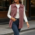 thumbnail image 5 of PRINxy Women's Point Collar Sleeveless Mid Length Casual Shirt Vest Jacket With Button Front Chest Pockets Outerwear For Brunch Date Pink M, 5 of 9