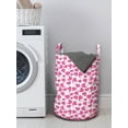 thumbnail image 3 of Love Laundry Bag, Pinkish Monochrome Pattern with Swirling Tailed Hearts Romantic Concept, Hamper Basket with Handles Drawstring Closure for Laundromats, 13" x 19", Pink and White, by Ambesonne, 3 of 4