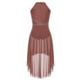 thumbnail image 6 of iiniim Women's Lyrical Dance Dress Halter Sleeveless Mesh Tulle High Low Skirt Leotard Modern Contemporary Dancewear Dusty Pink XXL, 6 of 7