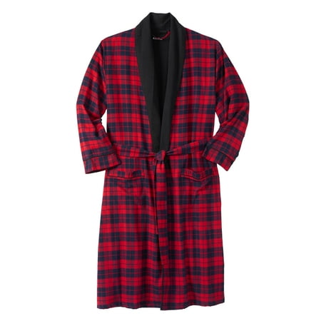 Big And Tall Plaid Robe - Men's Big & Tall Jersey-lined Flannel Robe