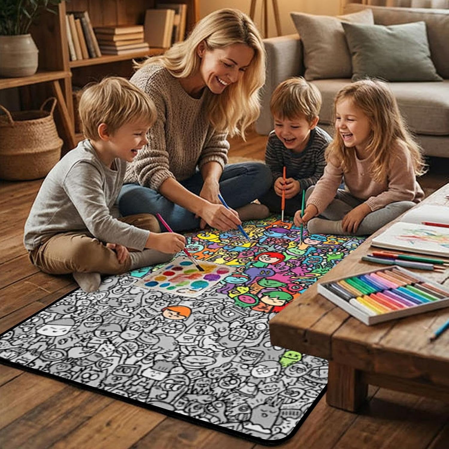 Coloring Blanket DIY Washable Sofa Throw | Art and Craft Coloring Blanket for Boys, Girls, Families, Craft Lovers, Preschoolers | Birthday, Holiday, Living Room, Bedroom, Apartment Fun Activity