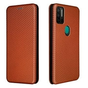SZCINSENforUlefoneNote11PCase,LuxuryCarbonFiberPUandTPUHybridCaseFullProtectionShockproofFlipCaseCoverforUlefoneNote11P(Color:Brown)