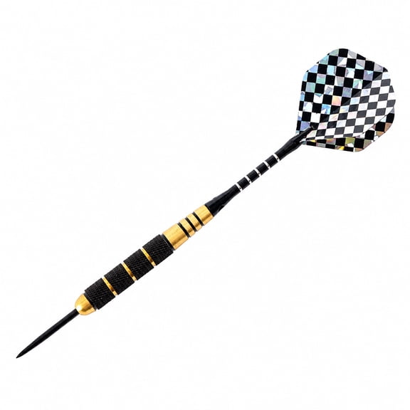 Agesis Steel Tip Darts, Brass Knurled Barrel Darts with Black White Plaid Flights, Indoor Game Room Throwing Dart for Sisal Dartboard, Single Dart Replacement Accessory