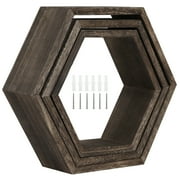 NEX Rustic 3 x 15 Dark Brown Floating Shelf Set of 3