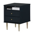 thumbnail image 3 of South Shore Dylane, Mid-century Glam 2-Drawer Nightstand, Navy Blue, 3 of 14