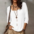 thumbnail image 7 of cocolona Womens Square Neck Tops Button Down 3/4 Sleeve Casual Shirts Trendy Solid Color Blouses, 7 of 7