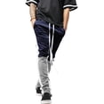thumbnail image 2 of Ma Croix Mens Stripe Track Pants Three Tone Color Block Skinny Fit Stretch Casual Elastic Athletic Training Slim Joggers, 2 of 6