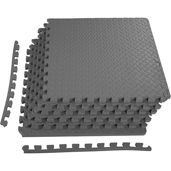 JIANYI Puzzle Exercise Mat 3/4" Thick, EVA Interlocking Foam Floor Tiles for Home Gym, Mat for Home Workout Equipment, Floor Padding for Kids, Gray, 24 in x 24 in x 3/4 in, 24 Sq Ft - 6 Tiles