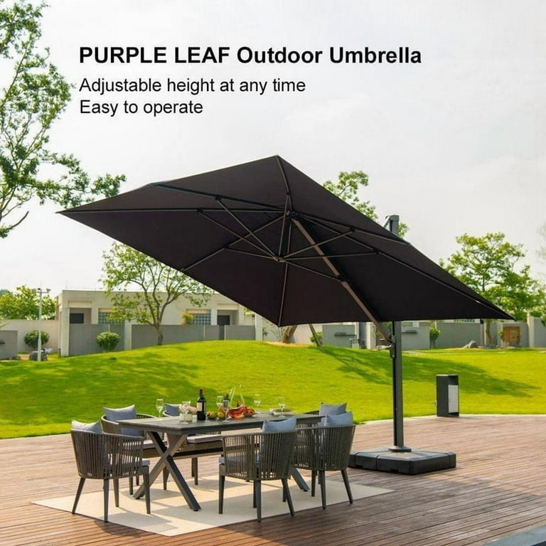 PURPLE LEAF Outdoor Aluminum Umbrella Offset Patio Umbrella, 10'10 / Grey