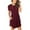 Wine, variant on Patlollav Womens Fashion Round Neck Long Dress Short Sleeved Solid Pocket Dress Clothes