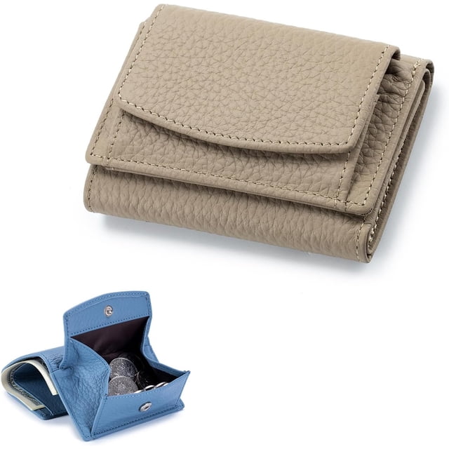 2025 New Genuine Leather RFID Blocking Card Holder Organizer Pocket Mini Wallet, Unisex Anti-Credit Card Fraud Folding Mini Wallet