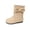 Beige, variant on Girlss Flat Shoes Suede Slip On Casual Ankle Boots with Ring Buckle and Side Zipper