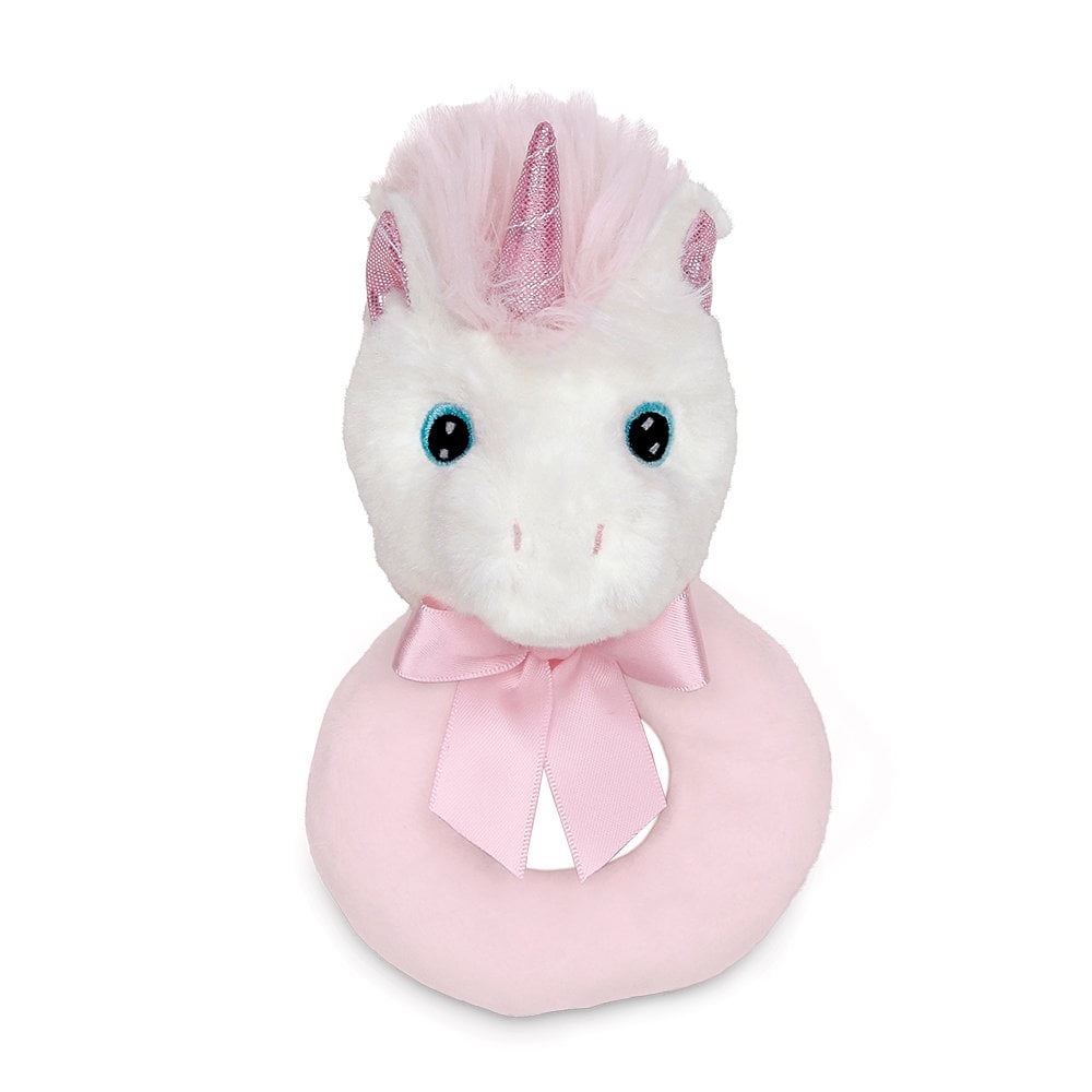 Bearington Baby Dreamer Plush Stuffed Animal Unicorn Soft Ring Rattle, 5.5 in