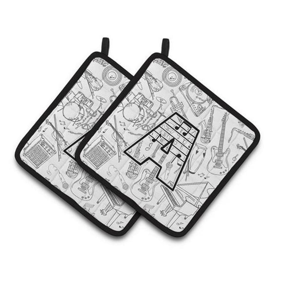 Carolines Treasures Letter A Musical Note Letters Pair of Pot Holders - 7.5 x 3 x 7.5 in.