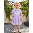 thumbnail image 4 of BemeyourBBs Toddler Baby Girls Big Sister Dress Outfit Spring Summer Plaid Gingham Dress Big Sis Letters Embroidery Short Puff Sleeve Doll Collar Bow Casual Dress Sundress, 4 of 9