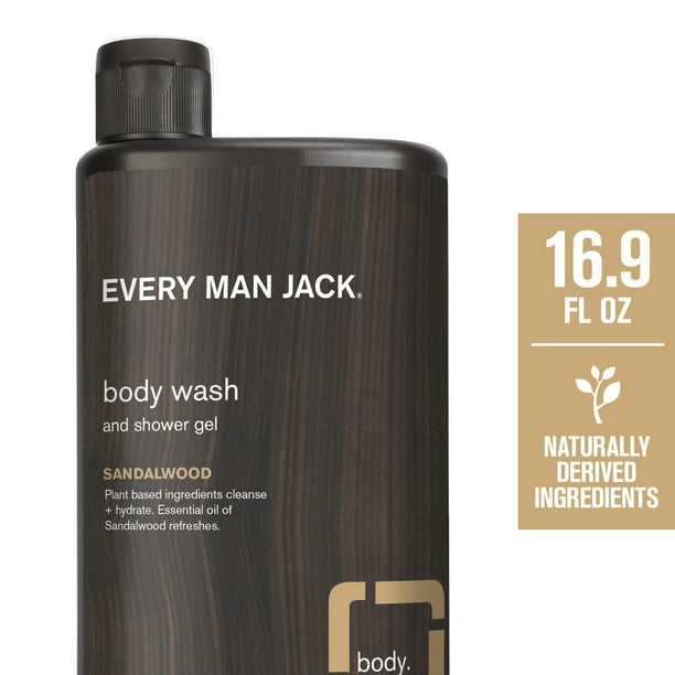 Every Man Jack Sandalwood Hydrating Body Wash for Men, Naturally