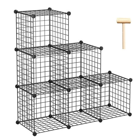 AUGIENB 6 Cube Storage Metal Wire Cube Organizer Cubes DIY Storage Shelves Closet Grids Wire Cubes Stackable Storage Bins Modular...