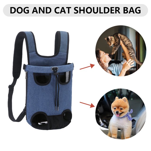 Mochila Para Mascotas Bolsa de pecho Hebilla de seguridad incorporada Bolsa de transporte para perros Mochila (Azul M)