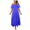 thumbnail image 2 of vigerkar Maxi Dresses for Women 2025 Summer Boho Dress Sexy Off The Shoulder Dresses Flowy Long Sundress Vacation Dress Blue, M, 2 of 5