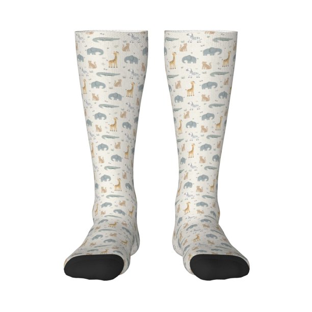 Fotbe African Animals Calcetas Divertidas Estampadas para Hombre y Mujer, Calcetas de Algodón hasta la Rodilla para Caminar, Correr, Enfermería y Embarazo