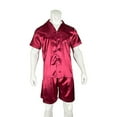 thumbnail image 6 of Awdenio Mens Pajama Sets Satin Silk Pajamas Short Sleeve Shorts Pajama Set Silky Nightshirt Casual Pijama Comfy Sleepwear, 6 of 6
