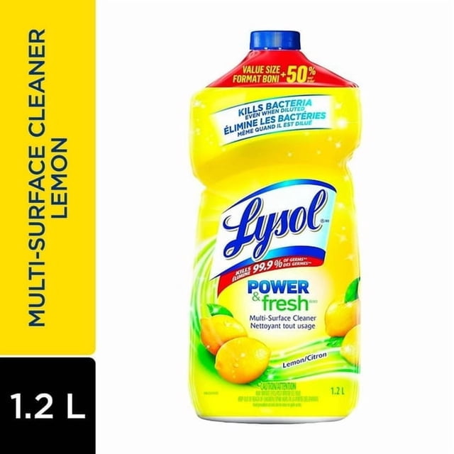 Lysol All Purpose Cleaner, Pour, Lemon, Multi Surface Cleaner, 1.2 L