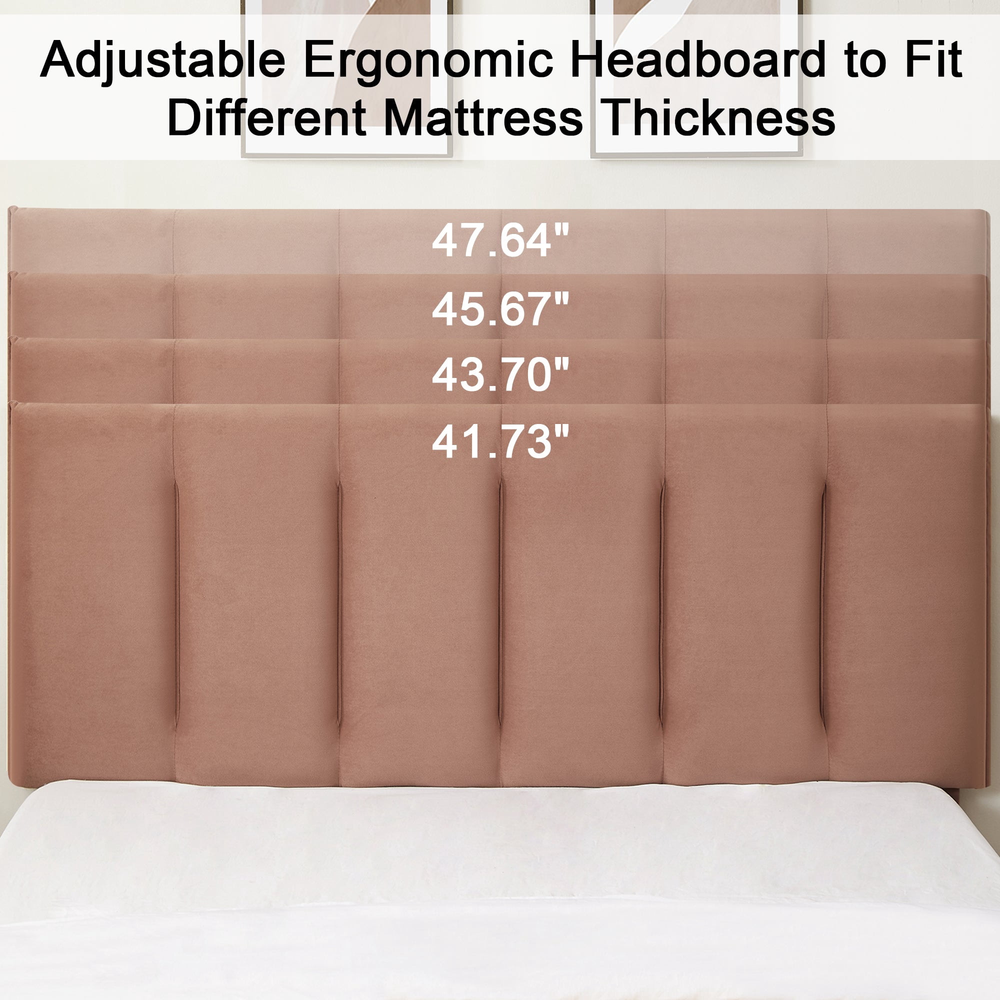 VECELO Full Size Platform Bed Frame, Velvet Upholstered Bed Frame with Adjustable Headboard, No Box Spring Needed, Easy Assembly, Coffee