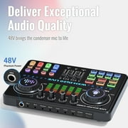 Podcast Equipment Bundle, BAOKALER 48V XLR Large Diaphragm Condenser Microphone with Live Sound Card, Condenser Microphone Bundle for Studio Recording & Broadcasting