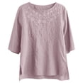 thumbnail image 1 of TaTaai Women's Casual Loose Linen Embroidered Crew Neck Three Quarter Sleeve Tops Vintage Stylish Soft Blouses for Spring Daily Office Dating Wear Gift, 1 of 7