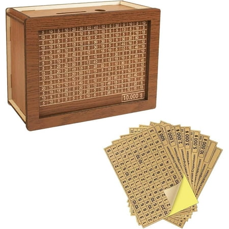 DJKDJL Cash Vault Wooden Savings Box, Wooden Cash Saver Money Box, Money Box for Cash Saving, Portable Storage Coin Counter Piggy Bank, Wooden Coin Bank for Savings Goal (8 Inches)
