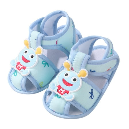 

kpoplk First Walking Shoes For Baby Girl Baby Girls Boys Soft Toddler Shoes Toddler Walkers Shoes Cartoon Baby Sandals(Blue)