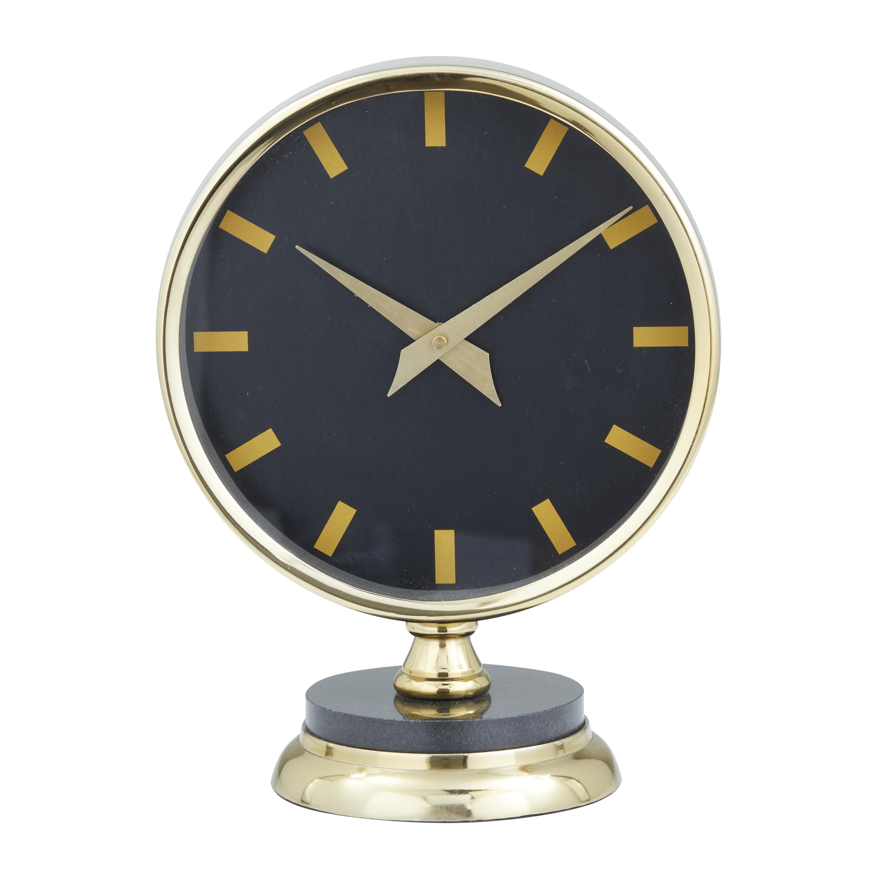 DecMode 11" Gold Stainless Steel Metal Clock with Black Face
