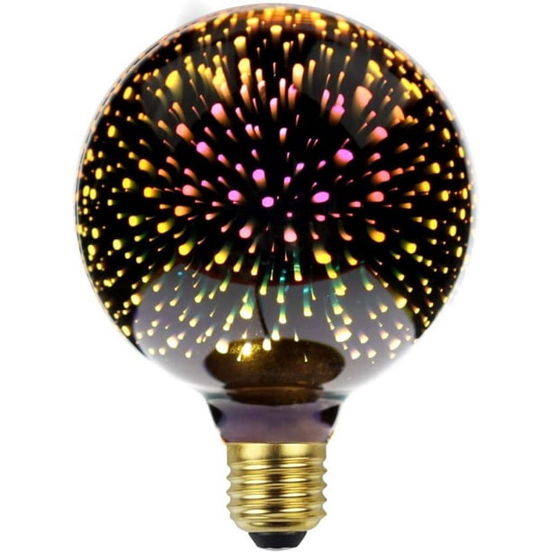 Fuente de luz 3D clásica Edison con óptica de fuegos artificiales, fuente de luz LED, bombilla decorativa,