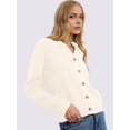 thumbnail image 5 of Women Lapel Collar Sweater Button Up Open Front Fall Knit Jackets Cute Long Sleeve Button Down Cardigan Apricot L, 5 of 7